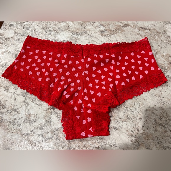 VS PINK Panty Valentines Day Heart Ribbed Cheeky Large NWT - Picture 3 of 5